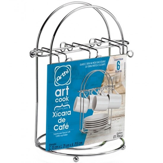 Suporte Para 6 Xicaras De Café Cromado